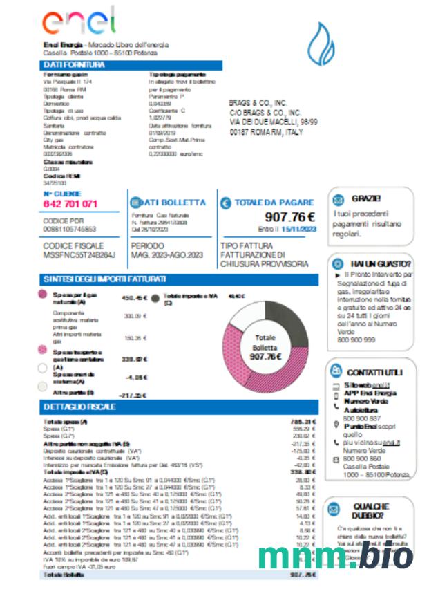 Enel Energia rachunek za usługi komunalne
